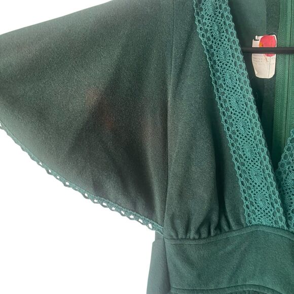 Vintage 1960s-70s Green Women's Size 7 V Neck Babydoll Tie Maxi Dress - Picture 4 of 8